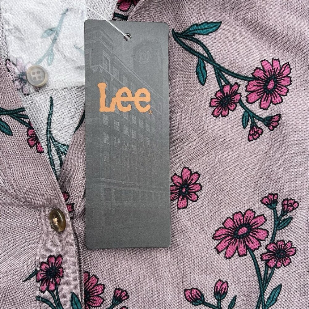 Lee Women Titanium Purple Floral Rayon Button Down Blouse XL NWT 112327543 - Picture 5 of 7